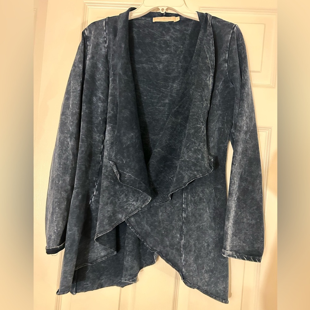 Testimony Los Angeles Women's Blue Open Front Cardigan